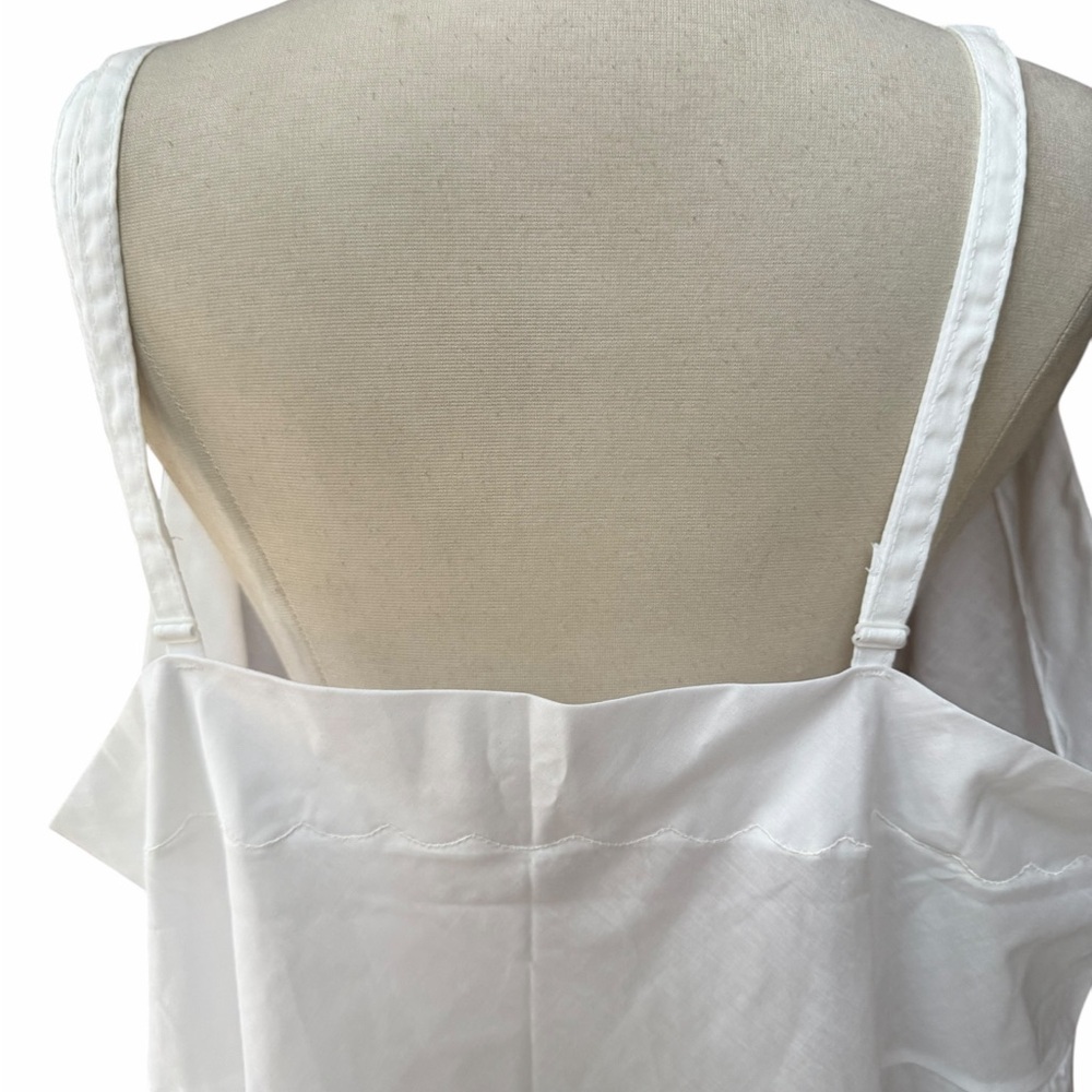 Deadstock 1980s Lady Camille Poly/Cotton V-Neckline Scalloped Accents Slip - Picture 5 of 6